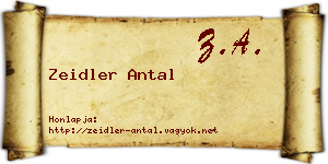 Zeidler Antal névjegykártya